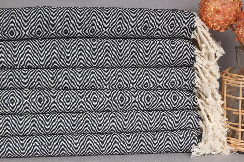 Personalized Gifts, 36x18 Cotton Zigzag Diamond Towel, Welcome Wedding Gift, Monogrammed Hand Towel, Decorative Towel, Monogram Hand Towel - 2
