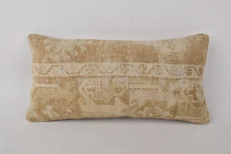 Pillow for Couch, Tapestry Cushion Case, Neutral Throw Pillow Case, 12x24 Brown Cushion Cover, Cushion, Turkish Kilim Pillow, Kilim Cushion Sham - 1