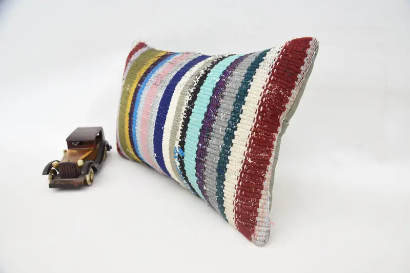 Interior Designer Pillow, Vintage Kilim Throw Pillow, 12x20 Blue Pillow Case, Cushion, Pillow for Couch, Authentic Cushion Case - 3