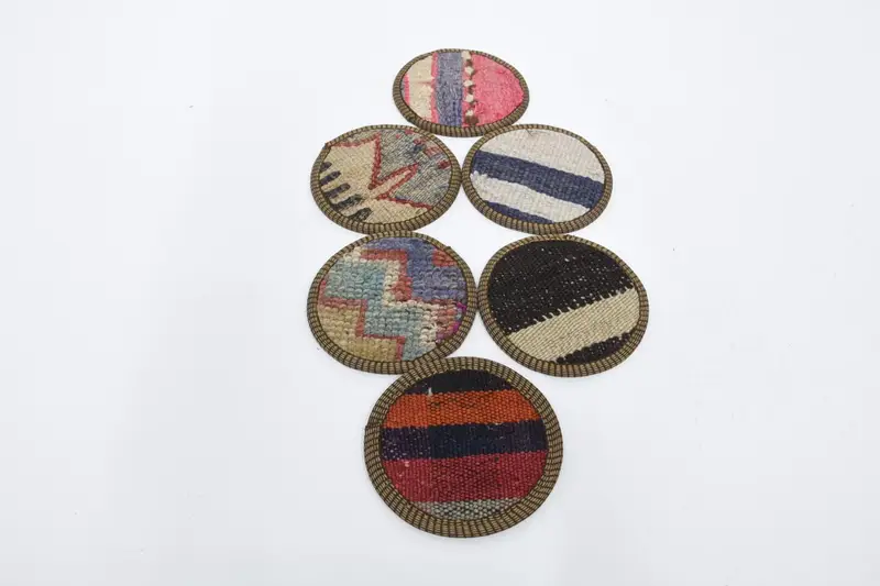 Pink and Brown Striped Coaster, Unique and Rustic Coaster