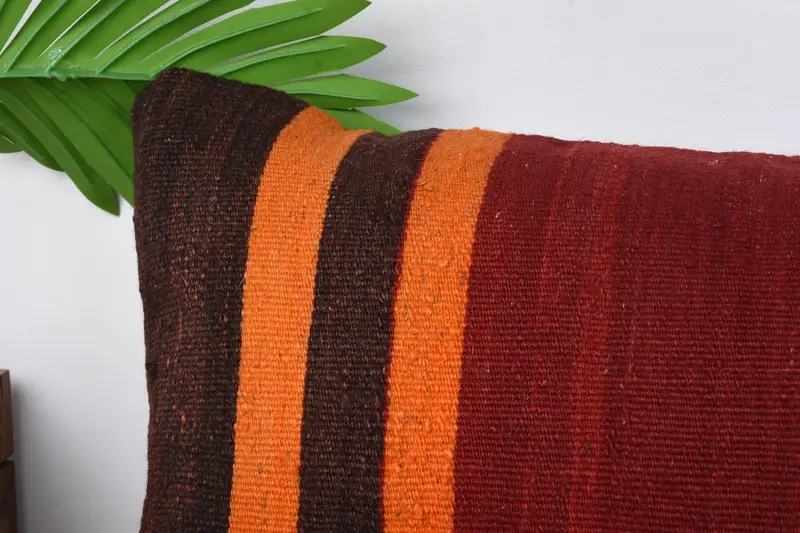 Bright Cushion Cover, Turkish Pillow, Cushion Case, Throw Kilim Pillow, Natural Pillow Cover, Kilim Pillow, 12x24 Red Pillow Case, Art Deco Pillow - 2