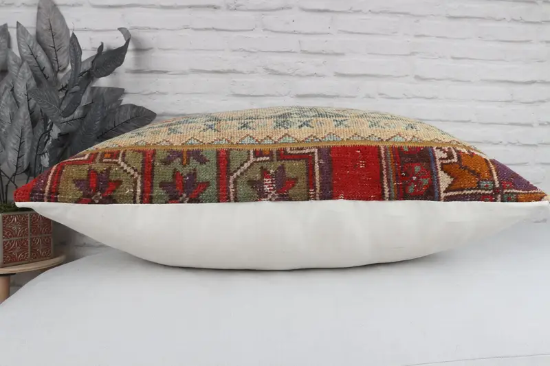 Handmade Throw Cushion Case, Vintage Kilim Pillow, Handmade Kilim Cushion, 20x28 Brown Pillow Cover, Cushion Case, Vintage Pillow - 6