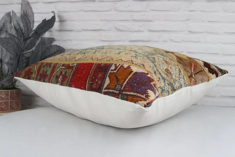 Handmade Throw Cushion Case, Vintage Kilim Pillow, Handmade Kilim Cushion, 20x28 Brown Pillow Cover, Cushion Case, Vintage Pillow - 7