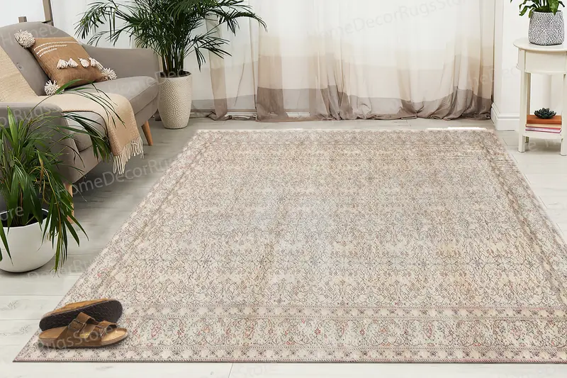 Teppich mit Blumenmuster: Sanfte Töne, orientalisches Vintage-Design