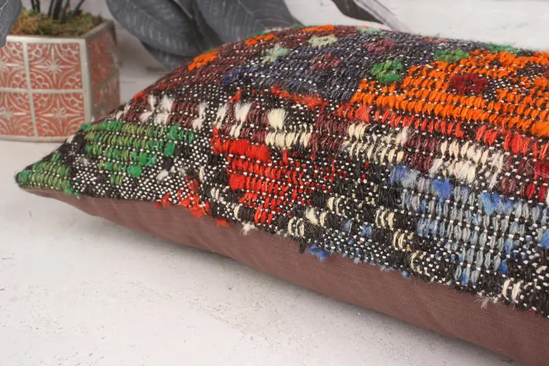 12x20 Orange Pillow, Vintage Kilim Throw Pillow, Morroccon Kilim Cushion Pillow Case, Pillow Sham, Antique Pillows, Vintage Kilim Pillow - 7