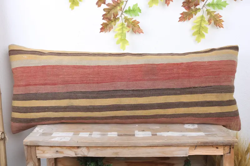 Accent Throw Pillow Sham, Handwoven Pillow Cover Pillow Case, Pillow, Pillow for Couch, Vintage Pillow, 16x43 Red Pillow Cover, Boho Pillow - 2