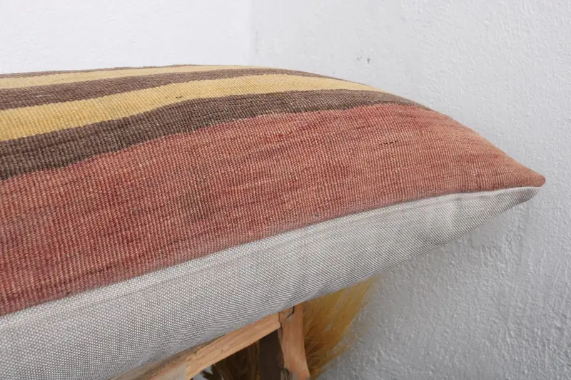 Accent Throw Pillow Sham, Handwoven Pillow Cover Pillow Case, Pillow, Pillow for Couch, Vintage Pillow, 16x43 Red Pillow Cover, Boho Pillow - 6