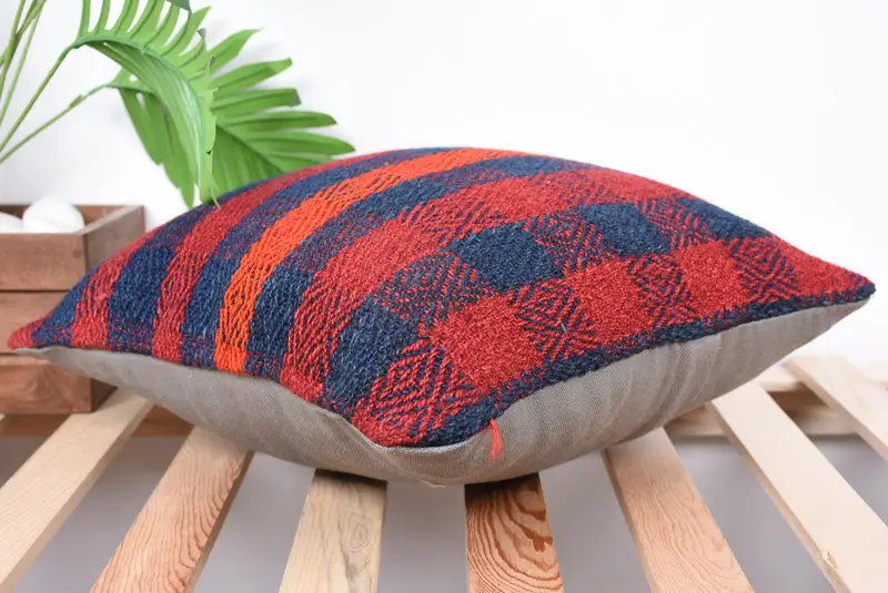 Almohada de kilim vintage, funda de cojín de lujo, choque de almohada azul 16x16, caja de cojín, almohada de decoración del hogar, caja de cojín tribal, almohada boho - 5