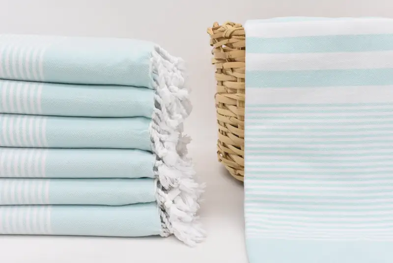 Maid Of Honor Gift, Organic Cotton Bath Towel, Mint Striped, 70x40 Inches