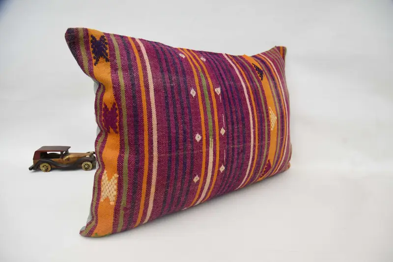 Interior Designer Pillow, Antique Pillows, Floor Cushion, Handwoven Cushion, Turkish Pillow, Cushion Cover, Aztec Pillow, 20x28 Purple Cushion Cover - 3