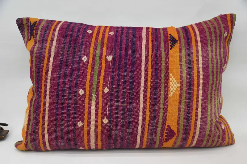 Interior Designer Pillow, Antique Pillows, Floor Cushion, Handwoven Cushion, Turkish Pillow, Cushion Cover, Aztec Pillow, 20x28 Purple Cushion Cover - 1