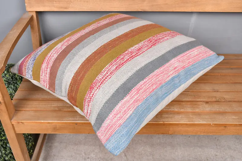 Hippie Throw Cushion, Boho Pillow, Gift Pillow, Accent Throw Pillow Case, Kilim Pillow Cover, 24x24 Green Cushion Case, Pillow Case - 2