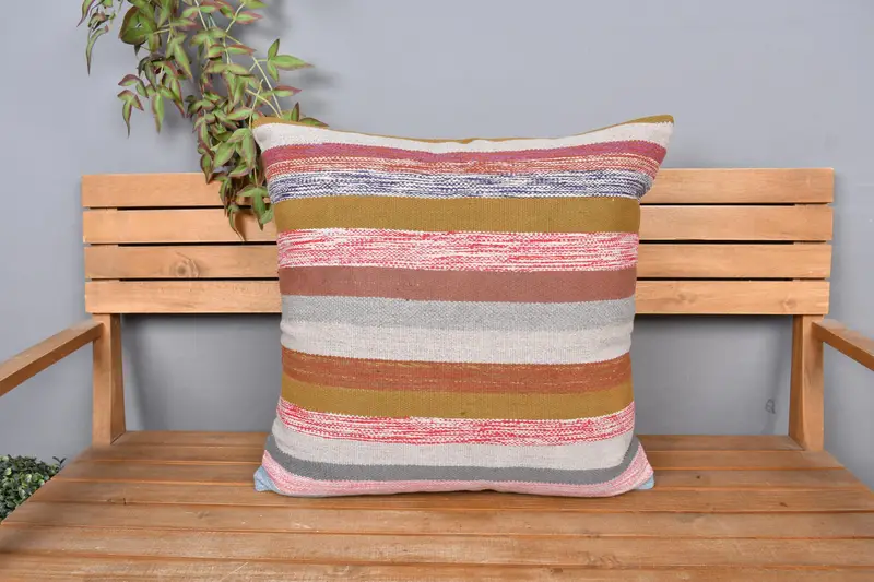 Hippie Throw Cushion, Boho Pillow, Gift Pillow, Accent Throw Pillow Case, Kilim Pillow Cover, 24x24 Green Cushion Case, Pillow Case - 6
