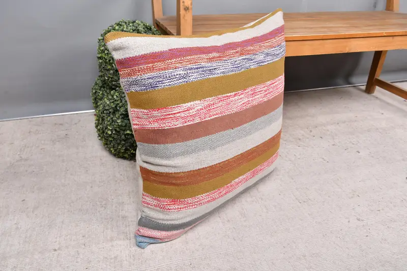 Hippie Throw Cushion, Boho Pillow, Gift Pillow, Accent Throw Pillow Case, Kilim Pillow Cover, 24x24 Green Cushion Case, Pillow Case - 7
