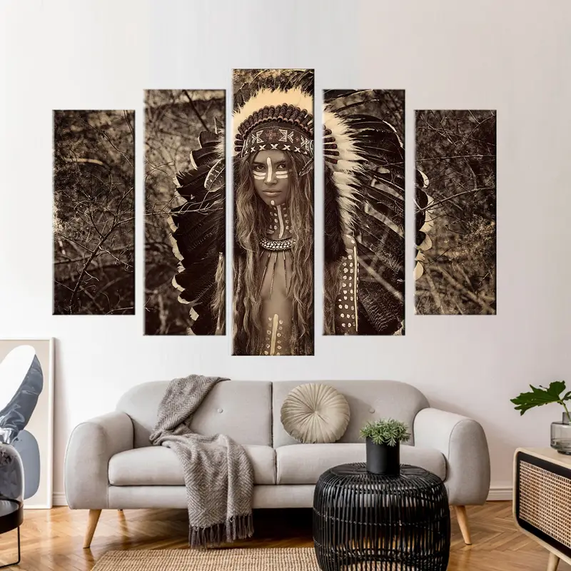 Arte de pared indio nativo, póster de mujer étnica, arte de pared de mujer, lienzo de mujer, mujer nativa americana, cartel de mujer, arte de pared étnica, arte indio - 3