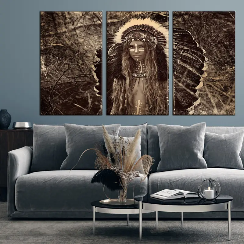 Arte de pared indio nativo, póster de mujer étnica, arte de pared de mujer, lienzo de mujer, mujer nativa americana, cartel de mujer, arte de pared étnica, arte indio - 2