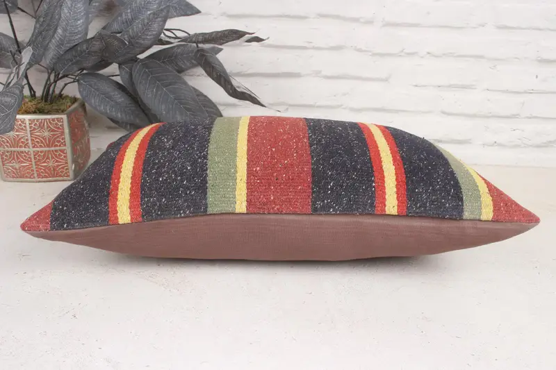 Meditation Pillow Cover, Vintage Kilim Pillow, Interior Designer Pillow, Kilim Cushion Sham, 12x20 Red Pillow Cover, Pastel Pillow Case, Pillow - 5