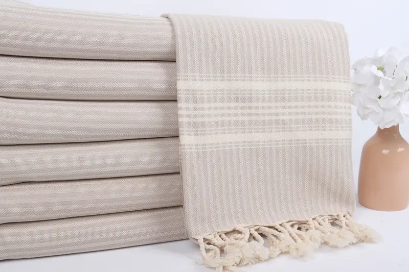 Monogrammed Beach Towel, Beach Towel Gift, Turkish Towel Personalized, 68x38 Cotton Striped Towel, Turkish Towel USA, Boyfriend Christmas Gift - 2