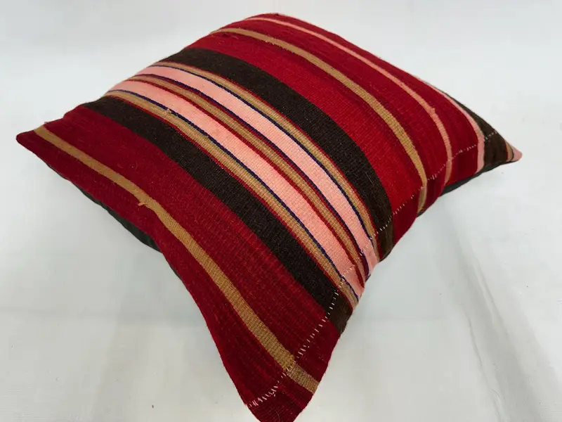 Ethnical Kilim Rug Pillow, 20x20 Red Cushion, Kilim Rug Pillow Sham, Pillow Sham, Colorful Cushion Case, Vintage Kilim Throw Pillow, Pillow for Sofa - 6