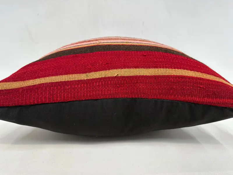 Ethnical Kilim Rug Pillow, 20x20 Red Cushion, Kilim Rug Pillow Sham, Pillow Sham, Colorful Cushion Case, Vintage Kilim Throw Pillow, Pillow for Sofa - 5