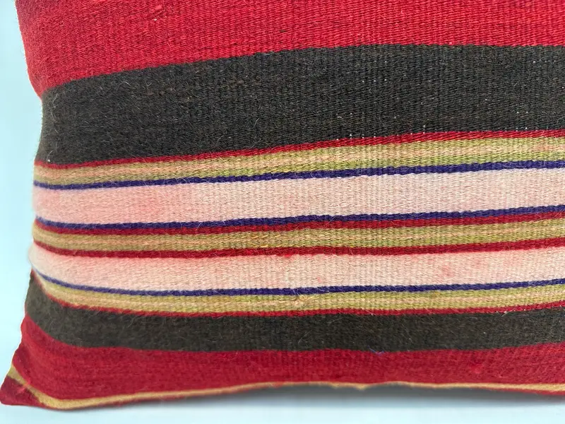 Ethnical Kilim Rug Pillow, 20x20 Red Cushion, Kilim Rug Pillow Sham, Pillow Sham, Colorful Cushion Case, Vintage Kilim Throw Pillow, Pillow for Sofa - 2