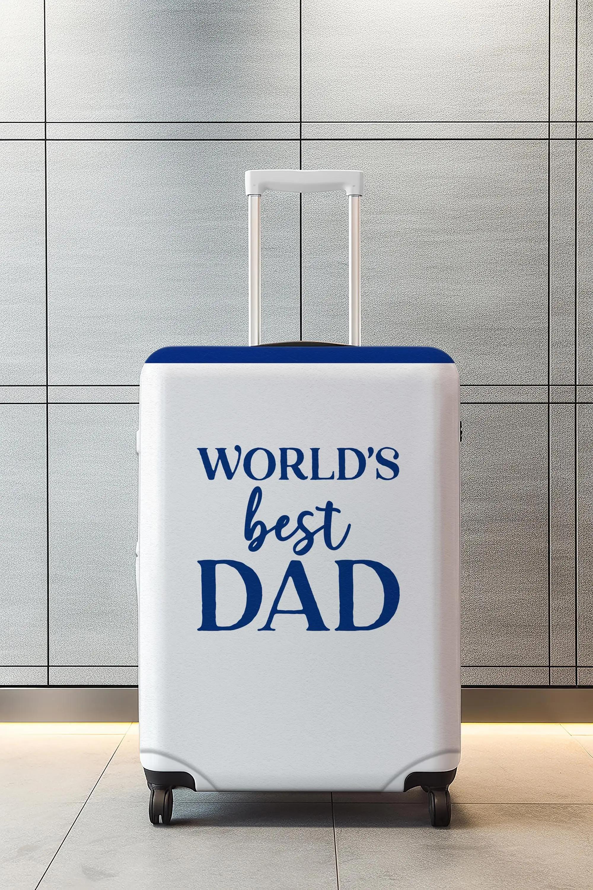 Blauer Text-Gepäckbezug, individueller Kofferschutz für Reisen, Vatergeschenk - 1