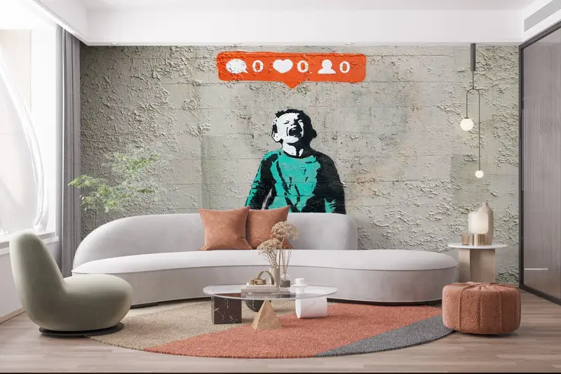 Graffiti Wall Mural, Painting Mural, Banksy Social Media Mural, Nobody Like Me Wall Decor, Low Social Media Wall Decor, Abstract Wall Print, - 6
