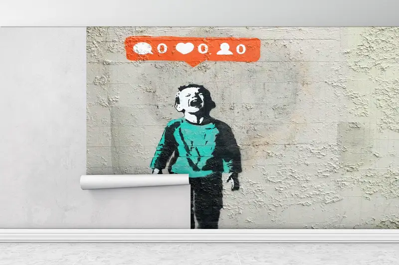 Graffiti Wall Mural, Painting Mural, Banksy Social Media Mural, Nobody Like Me Wall Decor, Low Social Media Wall Decor, Abstract Wall Print, - 5