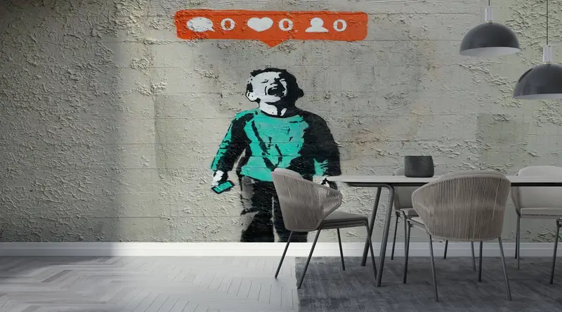 Graffiti Wall Mural, Painting Mural, Banksy Social Media Mural, Nobody Like Me Wall Decor, Low Social Media Wall Decor, Abstract Wall Print, - 3