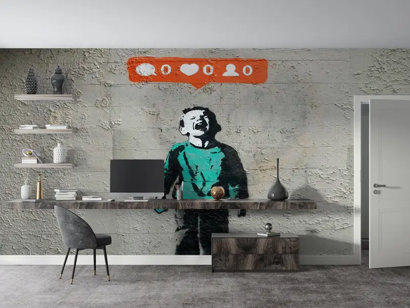 Graffiti Wall Mural, Painting Mural, Banksy Social Media Mural, Nobody Like Me Wall Decor, Low Social Media Wall Decor, Abstract Wall Print, - 4