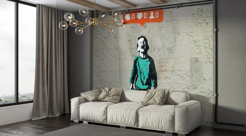 Graffiti Wall Mural, Painting Mural, Banksy Social Media Mural, Nobody Like Me Wall Decor, Low Social Media Wall Decor, Abstract Wall Print, - 7