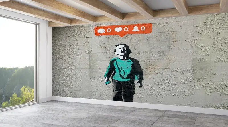 Graffiti Wall Mural, Painting Mural, Banksy Social Media Mural, Nobody Like Me Wall Decor, Low Social Media Wall Decor, Abstract Wall Print, - 1