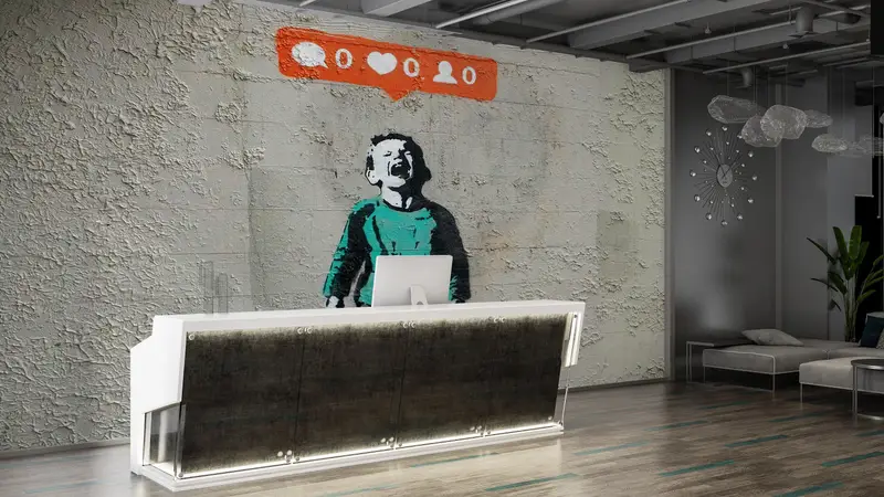 Graffiti Wall Mural, Painting Mural, Banksy Social Media Mural, Nobody Like Me Wall Decor, Low Social Media Wall Decor, Abstract Wall Print, - 2