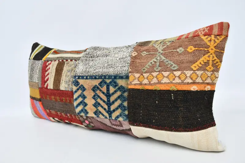 Ikat Pillow Case, 16x36 Brown Pillow Case, Bench Cushion, Turkish Pillow, Throw Kilim Pillow, Antique Pillows, Pillow Cover - 4