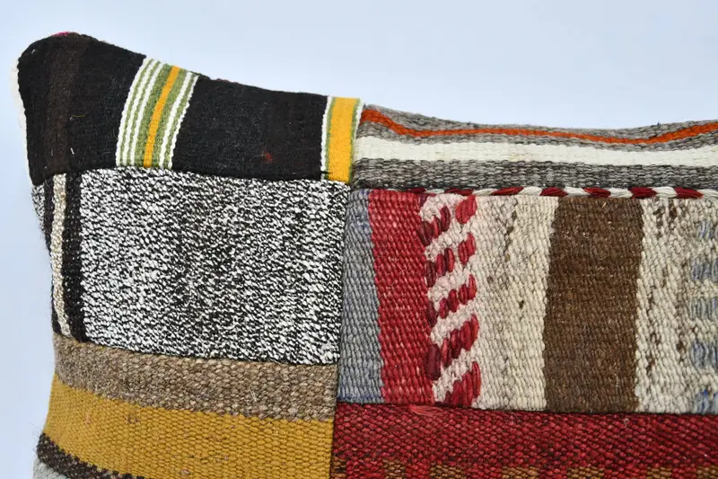 Ikat Pillow Case, 16x36 Brown Pillow Case, Bench Cushion, Turkish Pillow, Throw Kilim Pillow, Antique Pillows, Pillow Cover - 2