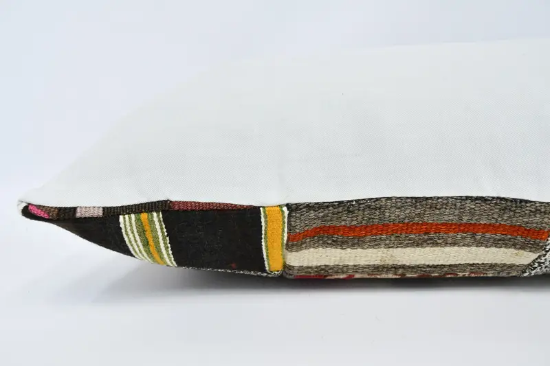 Ikat Pillow Case, 16x36 Brown Pillow Case, Bench Cushion, Turkish Pillow, Throw Kilim Pillow, Antique Pillows, Pillow Cover - 6