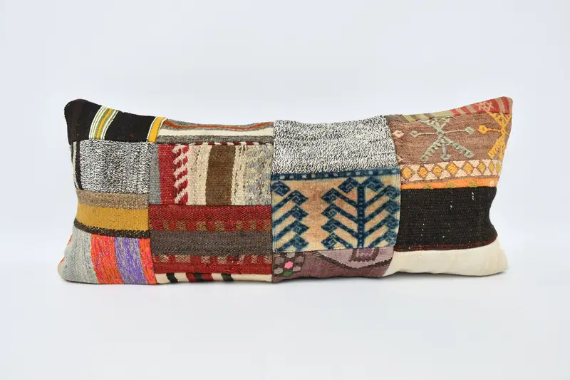 Ikat Pillow Case, 16x36 Brown Pillow Case, Bench Cushion, Turkish Pillow, Throw Kilim Pillow, Antique Pillows, Pillow Cover - 1