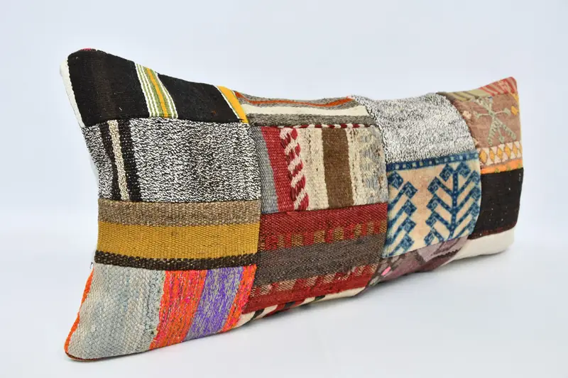 Ikat Pillow Case, 16x36 Brown Pillow Case, Bench Cushion, Turkish Pillow, Throw Kilim Pillow, Antique Pillows, Pillow Cover - 3