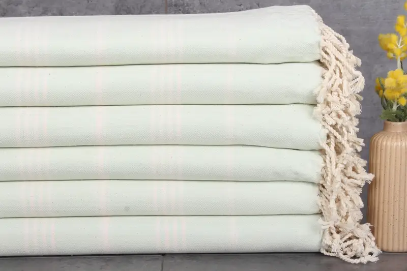 Bridesmaid Gift Mint Striped Organic Cotton Towel, 40x67 Inches