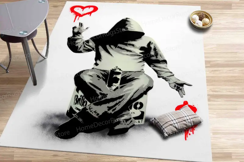 Banksy'den Esinlenen Baskılı Halı: Modern Mekanlar İçin Sanatsal Dekor