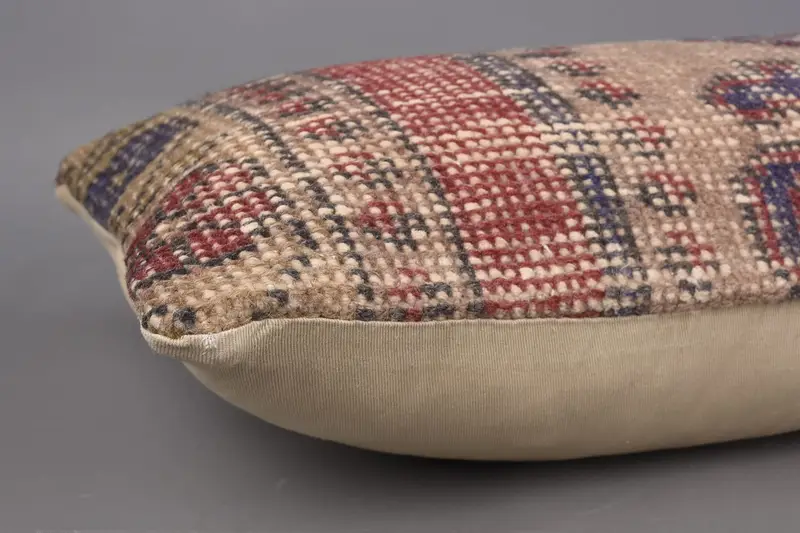 Turkish Pillow, Handmade Kilim Cushion, Boho Pillow, Cushion Cover, 12x48 Red Cushion Cover, Aesthetic Pillow, Rustic Pillow, Farmhouse Pillow Sham - 6