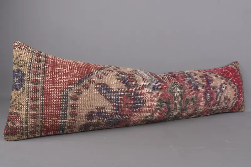 Turkish Pillow, Handmade Kilim Cushion, Boho Pillow, Cushion Cover, 12x48 Red Cushion Cover, Aesthetic Pillow, Rustic Pillow, Farmhouse Pillow Sham - 2