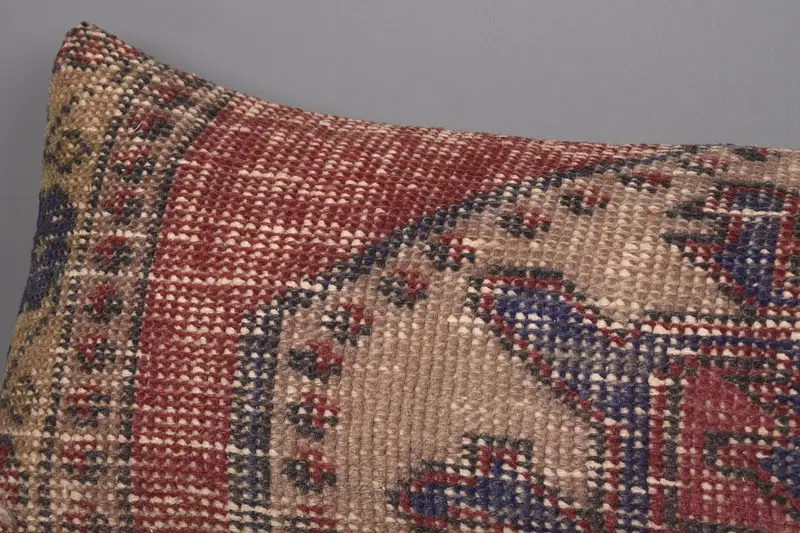 Turkish Pillow, Handmade Kilim Cushion, Boho Pillow, Cushion Cover, 12x48 Red Cushion Cover, Aesthetic Pillow, Rustic Pillow, Farmhouse Pillow Sham - 5