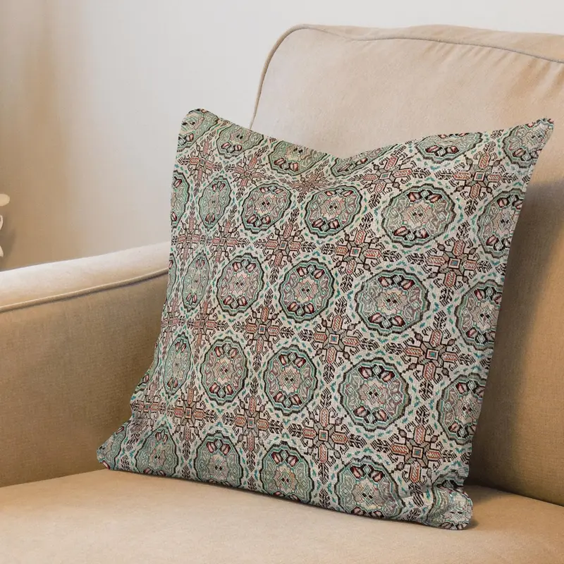 Kahverengi & Bej Desenli Baskılı Yastık - Özel Tasarım