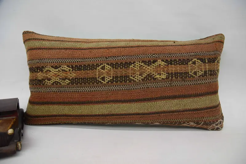 Chair Pillow Cover, 12x24 Orange Pillow Sham, Kilim Pillow Cover, Pillow Sham, Throw Kilim Pillow, Floor Cushion Cover, Vintage Kilim Throw Pillow - 1