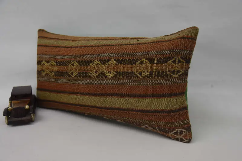 Chair Pillow Cover, 12x24 Orange Pillow Sham, Kilim Pillow Cover, Pillow Sham, Throw Kilim Pillow, Floor Cushion Cover, Vintage Kilim Throw Pillow - 3