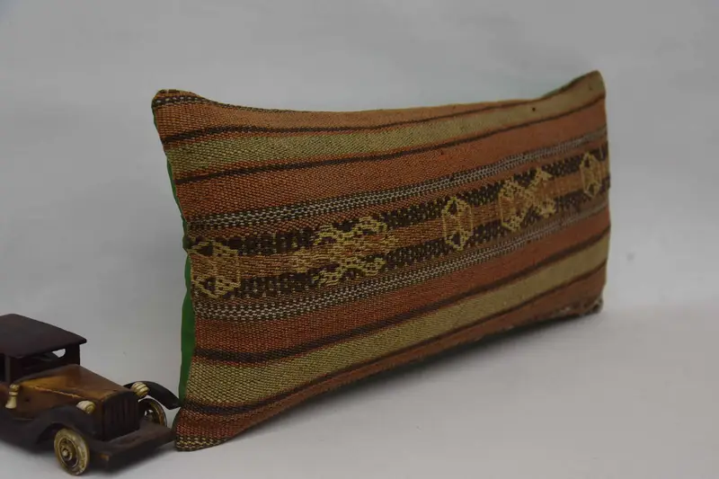 Chair Pillow Cover, 12x24 Orange Pillow Sham, Kilim Pillow Cover, Pillow Sham, Throw Kilim Pillow, Floor Cushion Cover, Vintage Kilim Throw Pillow - 2