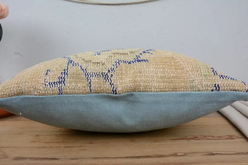Pillow for Sofa, Turkish Pillow, Vintage Kilim Throw Pillow, Bench Cushion, Cushion, Couch Pillow Sham, 18x18 Blue Pillow Case, Bolster Pillow Case - 5