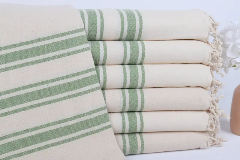 Khaki Green Cotton Towel, Wedding Gift, 40x71 Inches