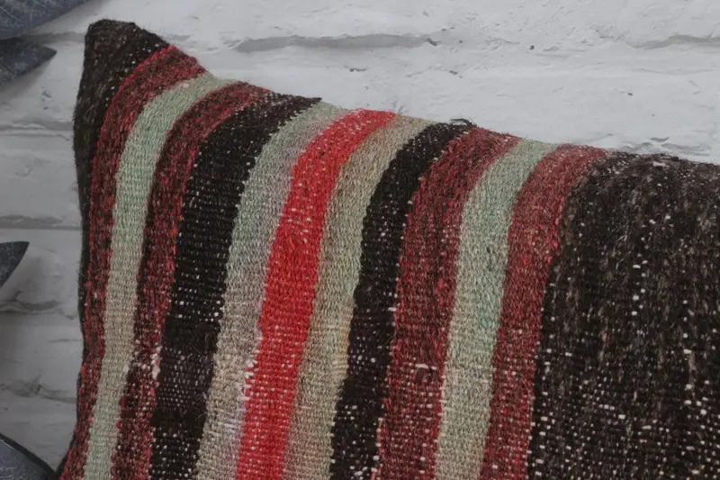Kilim Cushion Sham, 16x48 Brown Cushion Cover, Pillow for Sofa, Cushion Case, Decorative Pillow Case, Antique Pillows, Colorful Cushion - 2